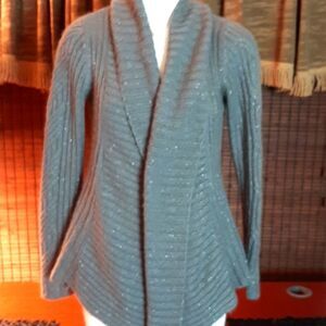 ana Womans Gray Sparkle Carnigan Sweater M